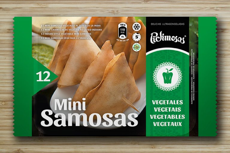 Mini samosas vegetales. Envase 12 unidades