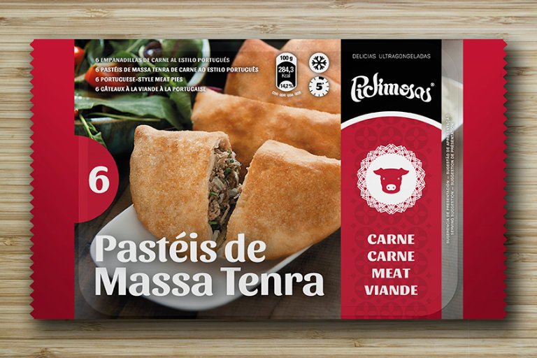 Pastéis de massa tenra de carne. Envase 6 unidades